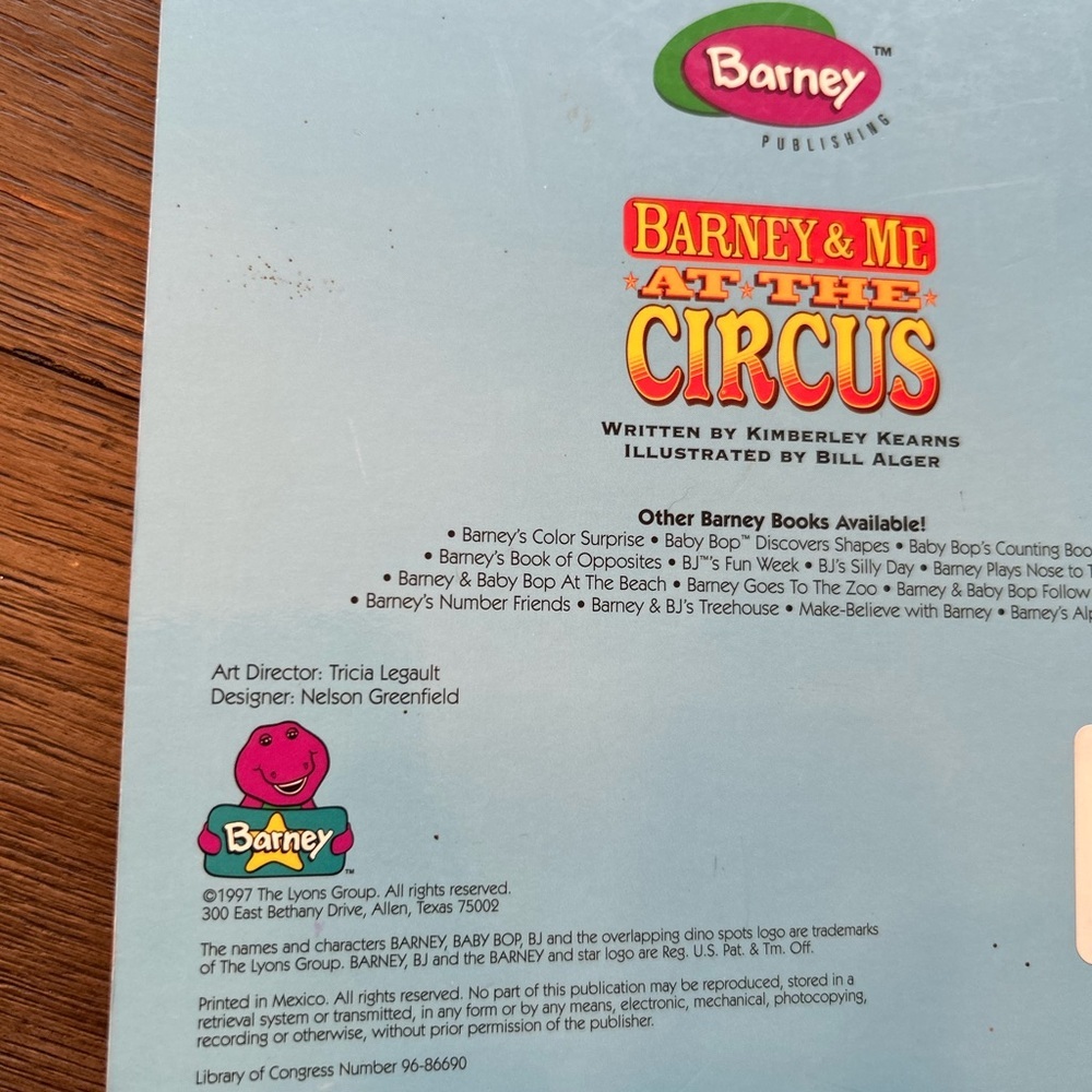 Vintage 1997 Barney & Me at the Circus Personalized Photo Board Book Kids - Picture 3 of 4